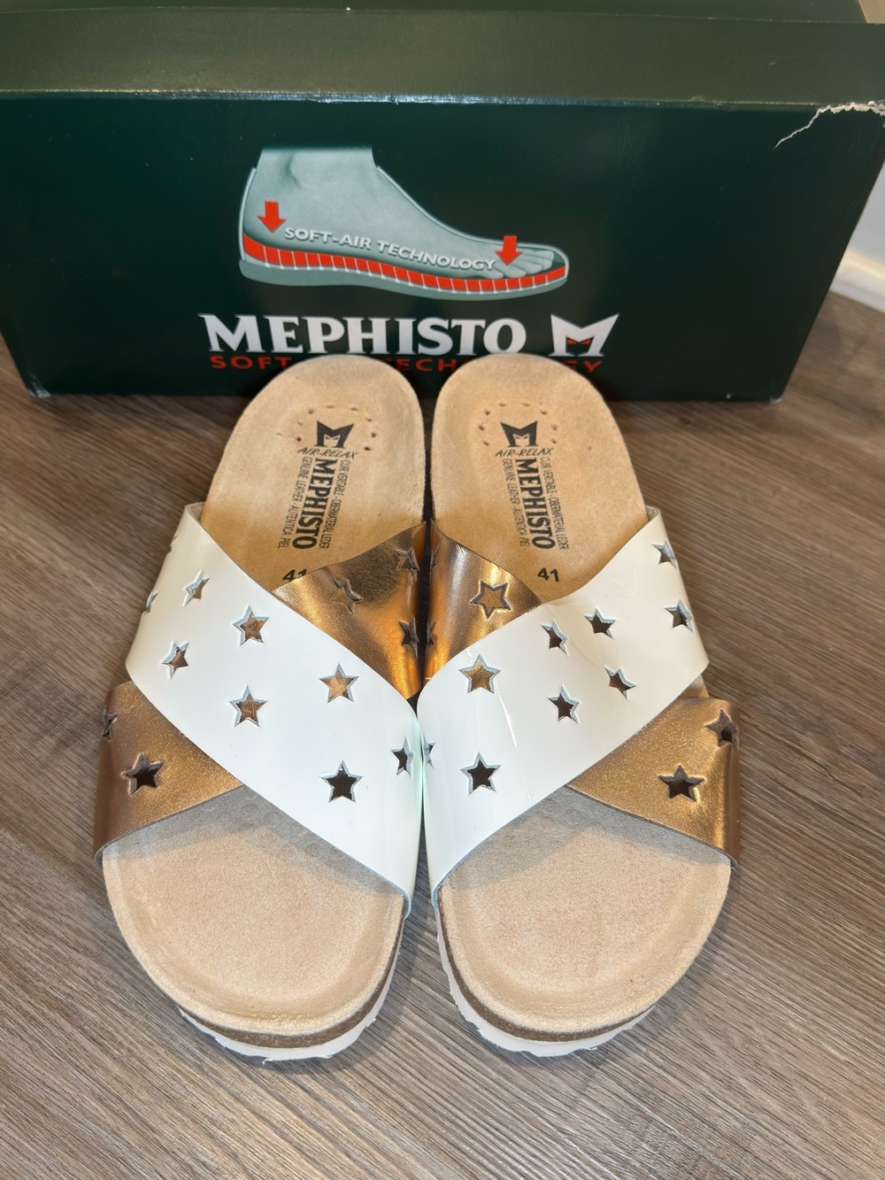 Mephisto Nanou Star White Vernis Slip On Comfort Sandals - Picture 2 of 9